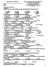 Đề thi môn Tiếng Anh Lớp 10 (Thí điểm) - Năm học 2018-2019 - Trường THPT Yên Thế (Có đáp án)